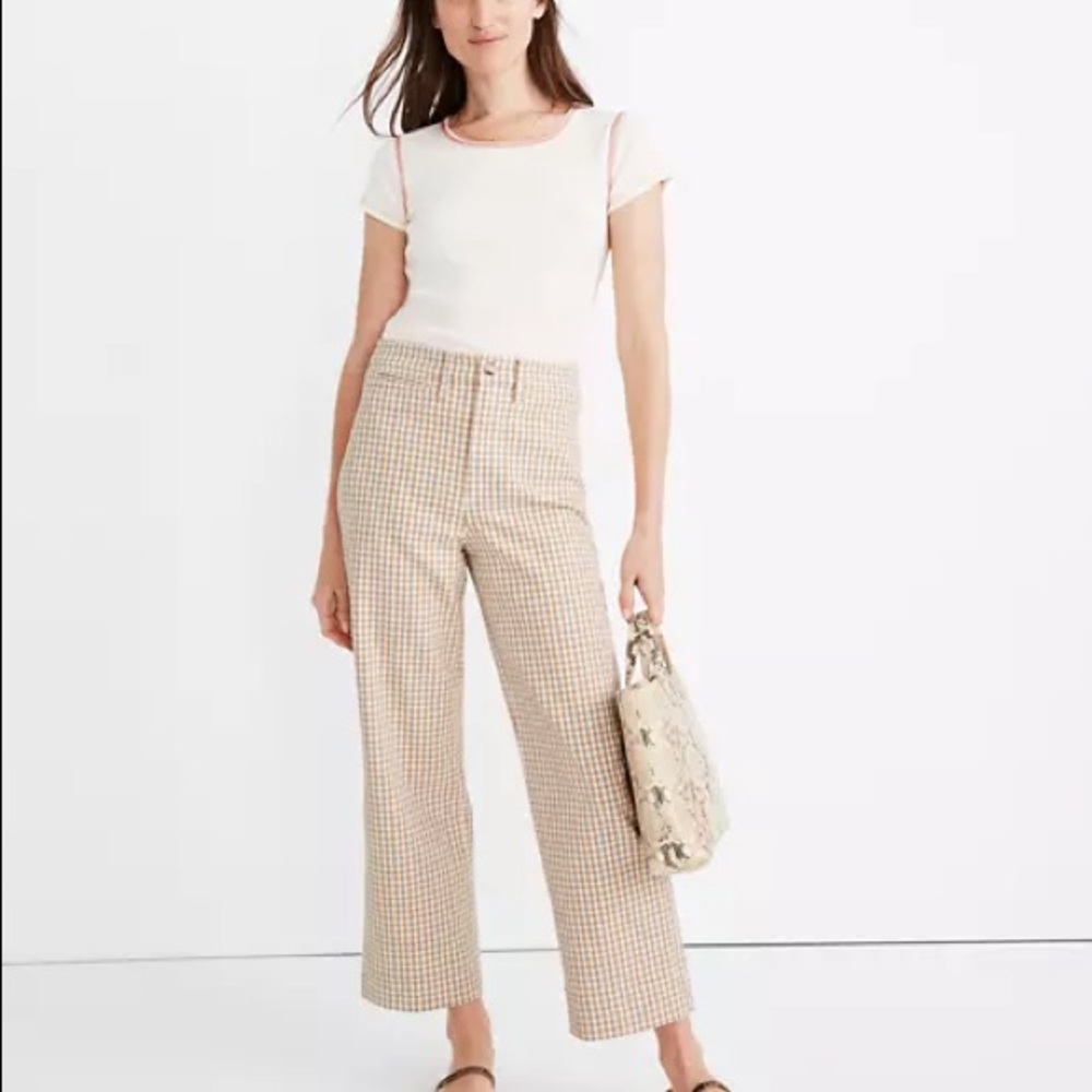 Slim Emmett Wide-Leg Pants in Gingham Check